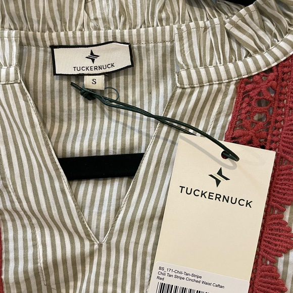 NWT Tuckernuck Chili Tan Stripe Cinched Waist Caftan - Picture 4 of 4